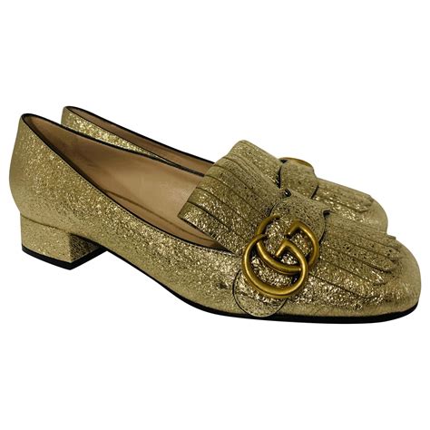 gucci emerald and gold shoes|gucci marmont flats gold.